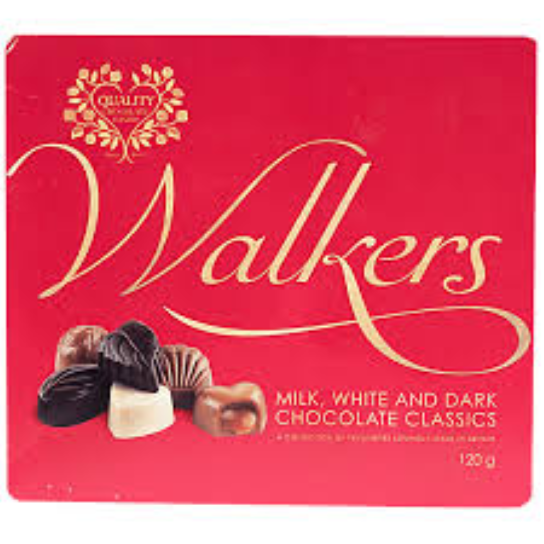 WALKERS MILK WHITE DARK CHOC CLASSIC 120G